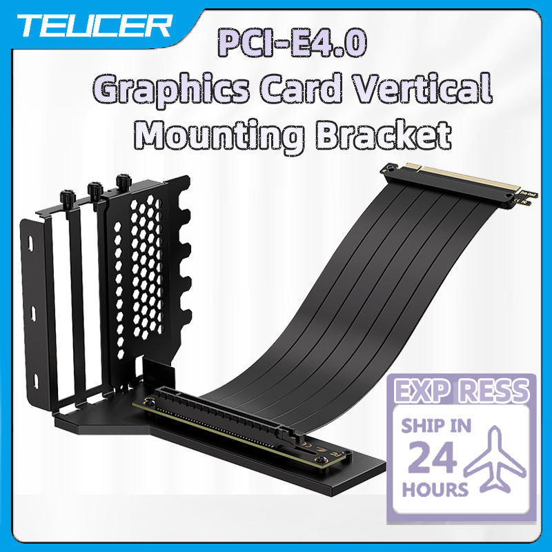 Pcie 4.0 X16 Riser Cable 90 Degree - TEUCER Vertical GPU Mounting Bracket Graphics