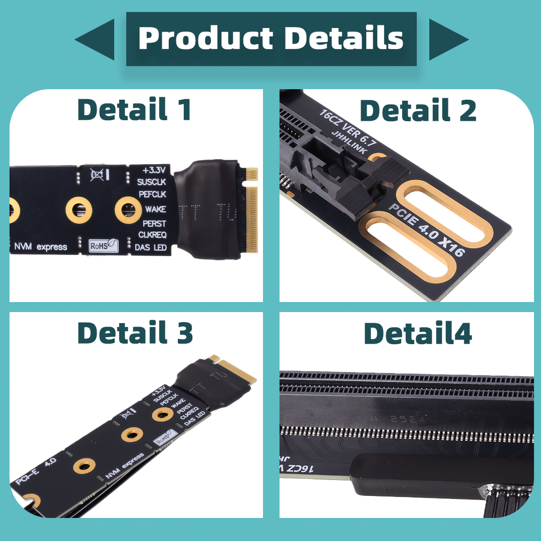 M.2 NVME To PCIe X16 90 Degree - Pcie 4.0 X16 Riser Cable 90 Degree recension och pris