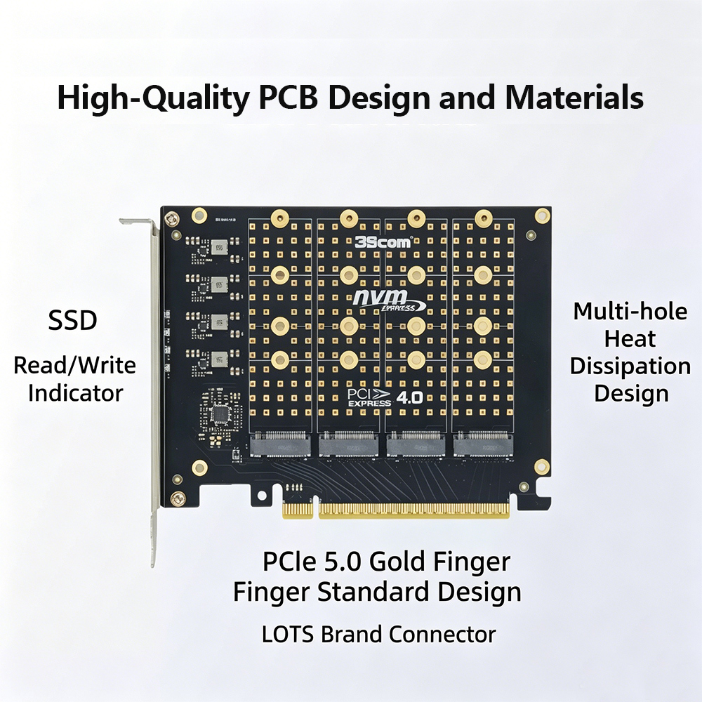 PCIe 4.0 X16 To 4 NVMe M.2 SSD - Quad M.2 Nvme Pcie Bifurcation Card recension och pris