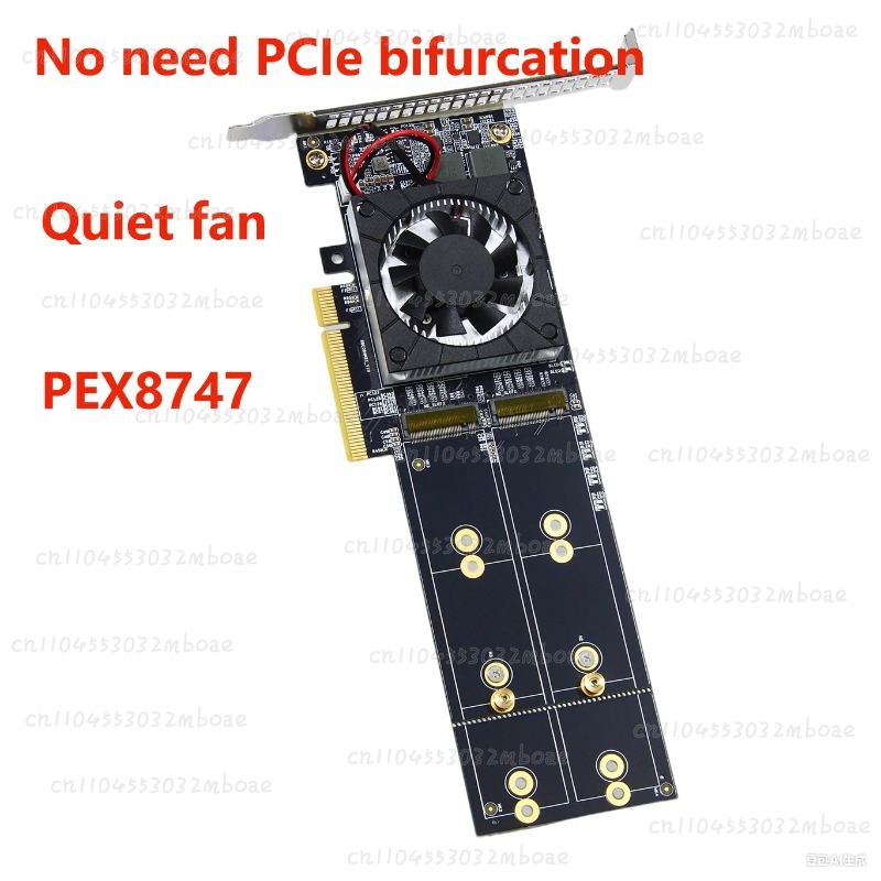 PEX8747 Chip PCIe 3.0 X8 Quad  - Quad M.2 Nvme Pcie Bifurcation Card recension och pris